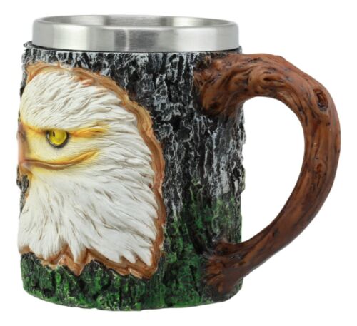 Ebros Surveyor Wildlife Majestic Bald Eagle Coffee Mug W/ Rustic Tree Bark Body