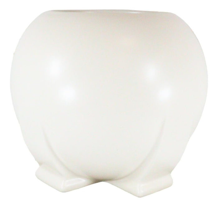Ebros Teco Art Pottery By Frank Lloyd Wright Contemporary Satin White Orb Vase Decor