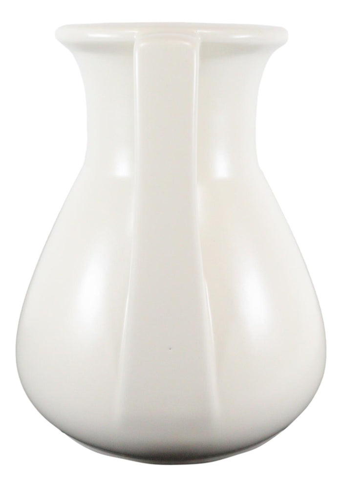 Ebros Teco Art Pottery Frank Lloyd Wright Contemporary Satin White Roman Vase Decor