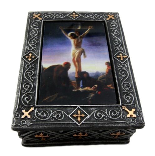 Ebros The Crucifixion Jesus Christ On The Cross Calvary Jewelry Box Trinket Figurine