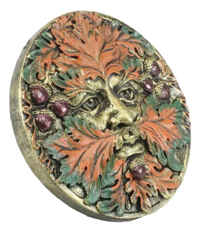 Ebros The Horned God Autumn Fall Season Round Greenman Wall Decor Plaque 5.25" Diameter Wiccan Face Of Pan Deity Decorative Sculpture …