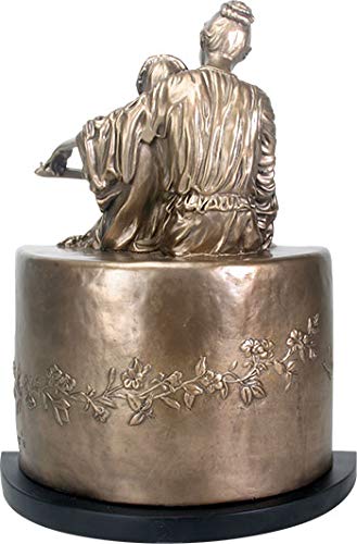 Ebros The Lesson Figurine Large 14.25 Inch Tall Mother Teaching Son Decor Bronze Finish