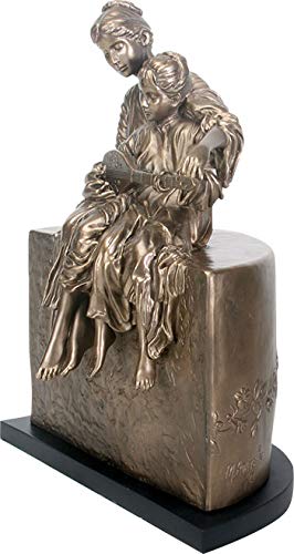Ebros The Lesson Figurine Large 14.25 Inch Tall Mother Teaching Son Decor Bronze Finish
