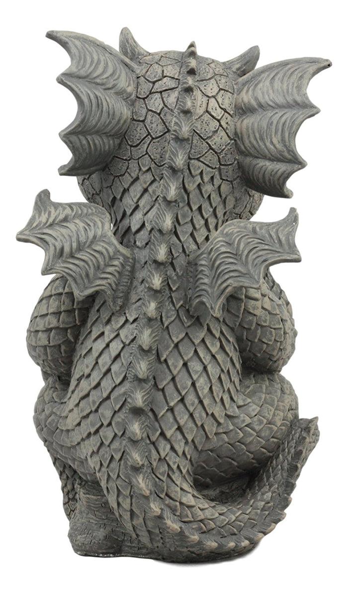 Ebros The Thinker Whimsical Garden Dragon Statue 10"H Cute Baby Dragon Winking Eye