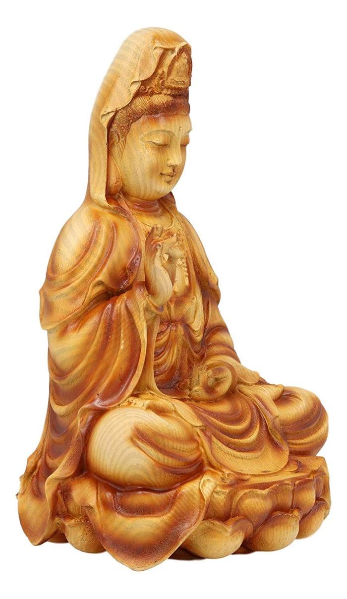 Ebros The Water And Moon Goddess Abhaya Mudra Kuan Yin Bodhisattva Statue 9" Tall Guan Yin Immortal Deity Of Protection Reassurance And Blessing Museum Decorative Altar Figurine