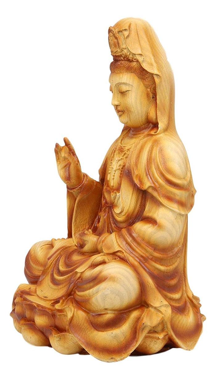 Ebros The Water And Moon Goddess Abhaya Mudra Kuan Yin Bodhisattva Statue 9" Tall Guan Yin Immortal Deity Of Protection Reassurance And Blessing Museum Decorative Altar Figurine
