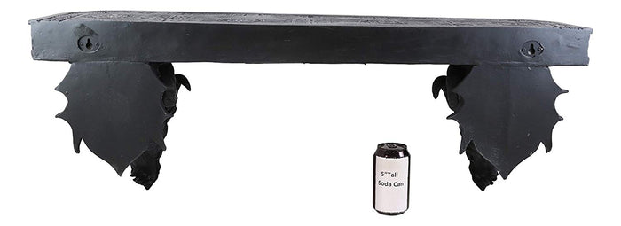 Ebros The Wolf Ram Medieval Dual Dragons Stoic Faux Stone Wall Hanging Floating Shelf With Celtic Knotwork Patterns 37.5" Long Fantasy Dungeons And Dragon Themed Structural Decor