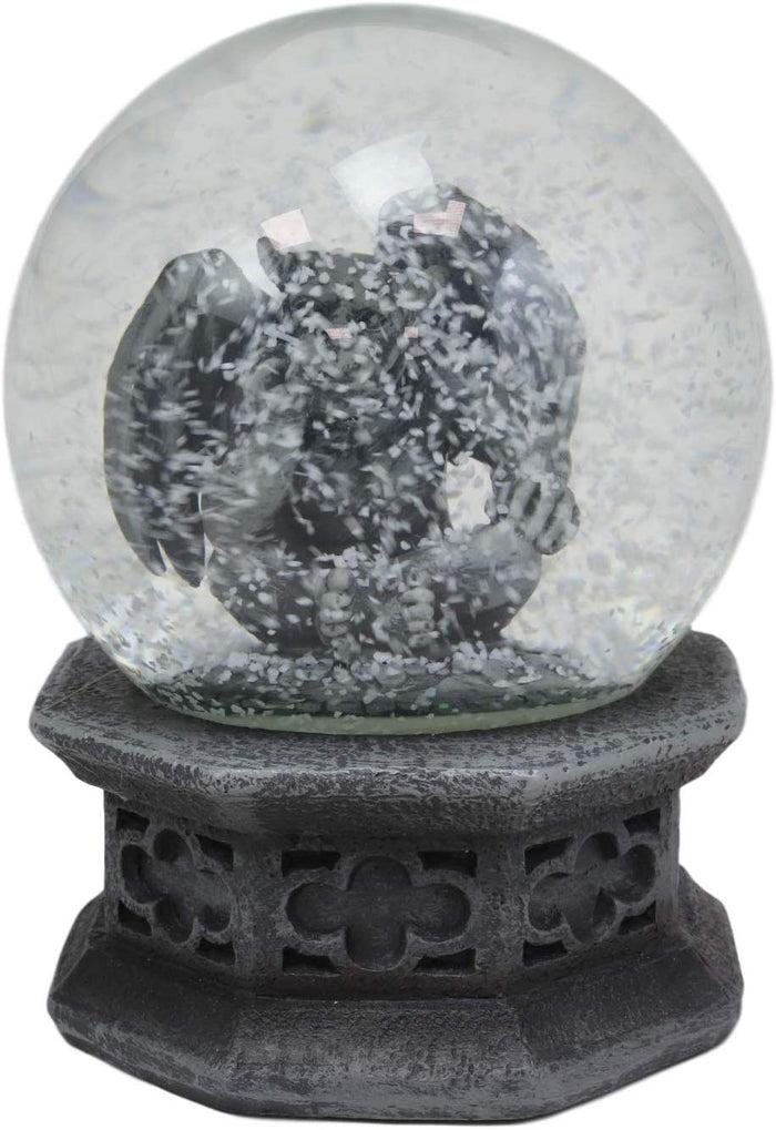 Ebros Thinker Gargoyle Water Snow Globe With Pedestal Base 100mm Figurine 5"H