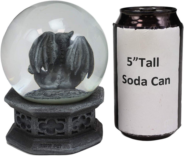 Ebros Thinker Gargoyle Water Snow Globe With Pedestal Base 100mm Figurine 5"H