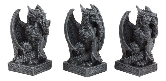 Ebros Three Wise Dragons See Hear Speak No Evil Sentinel Guardian Dragons Statue Set