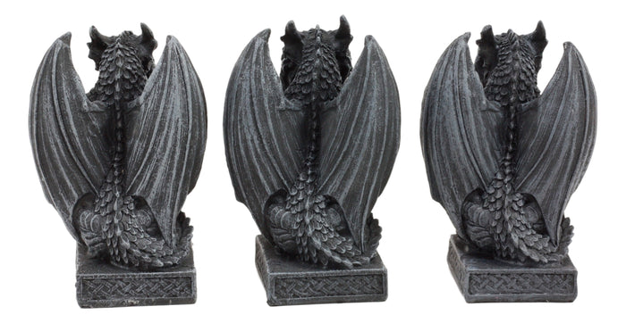 Ebros Three Wise Dragons See Hear Speak No Evil Sentinel Guardian Dragons Statue Set