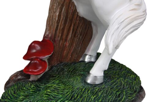 Ebros Toadstool Gnome Riding Unicorn Statue 14"Tall Alexander & Bucephalus Pose
