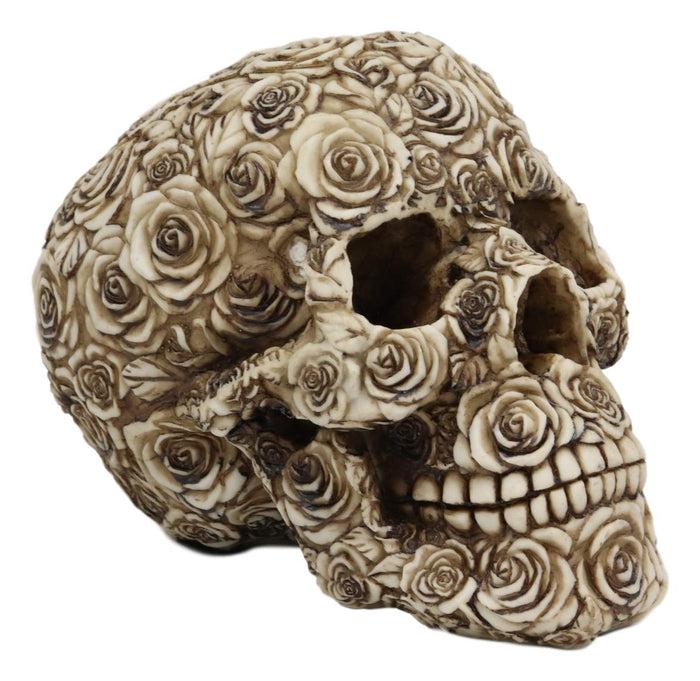 Ebros Tooled Ornate Floral Skull Figurine DOD Rose Sugar Skulls Statue 6.5"L