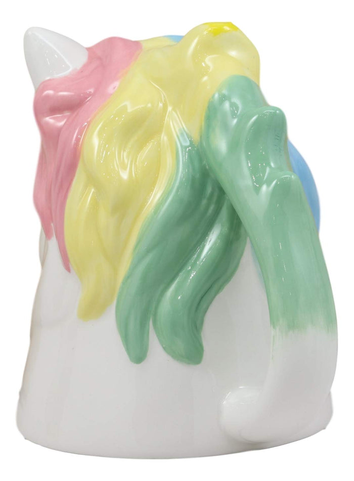 Ebros Topsy Turvy Ceramic Mystical Rainbow Unicorn Smart Coffee Mug Drink Cup 11oz