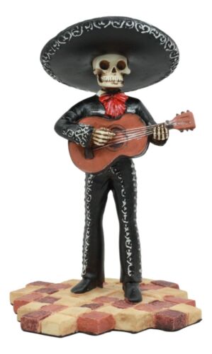 Ebros Traditional Charro Outfit Black Mariachi Band Skeleton Guitarist Statue Day Of The Dead Folk Musician Figurine Dias De Los Muertos Decorative Collectible Graveyard Serenade Ideas