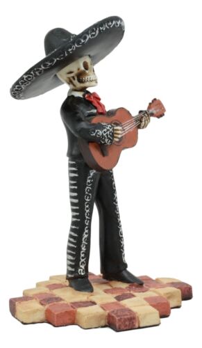 Ebros Traditional Charro Outfit Black Mariachi Band Skeleton Guitarist Statue Day Of The Dead Folk Musician Figurine Dias De Los Muertos Decorative Collectible Graveyard Serenade Ideas