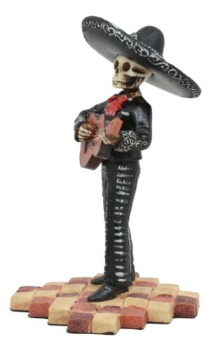 Ebros Traditional Charro Outfit Black Mariachi Band Skeleton Guitarist Statue Day Of The Dead Folk Musician Figurine Dias De Los Muertos Decorative Collectible Graveyard Serenade Ideas