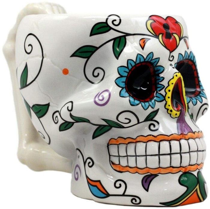 Ebros Tribal Day Of The Dead Love Lock Sugar Skull Drink Coffee Mug Cup Ceramic