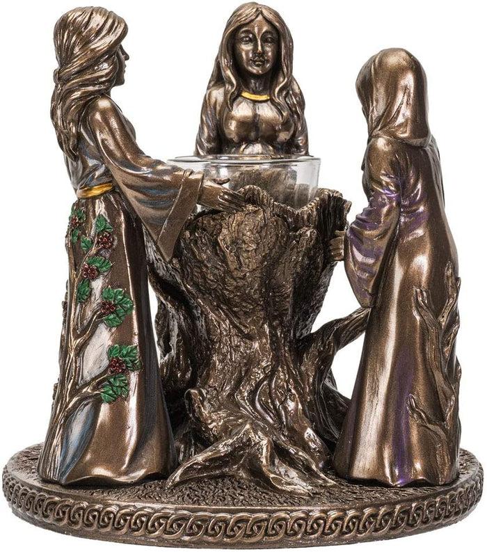 Ebros Triple Goddess Mother Maiden Crone Candle Holder Home Decor Figurine