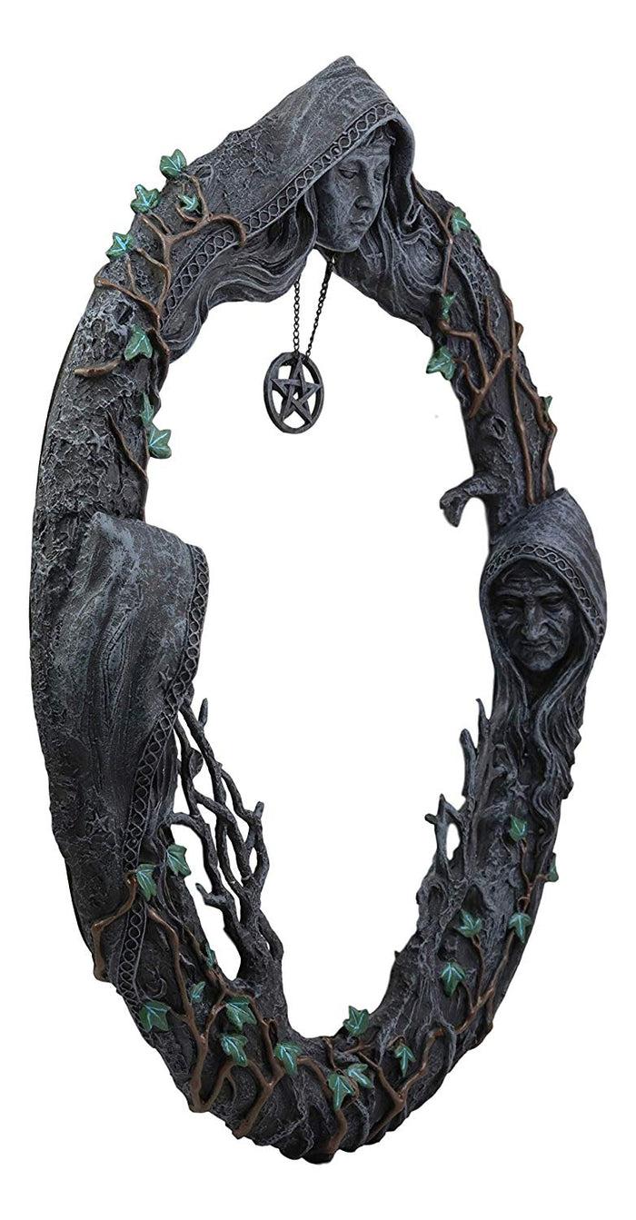 Ebros Triple Goddess Mother Maiden Crone Wall Hanging Mirror Plaque 17" Tall