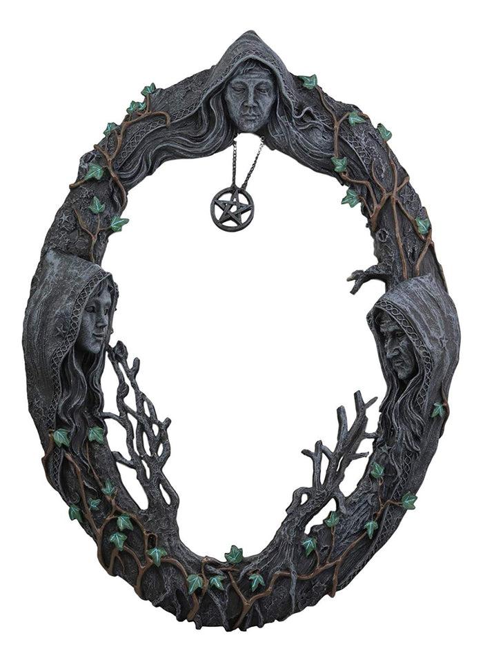 Ebros Triple Goddess Mother Maiden Crone Wall Hanging Mirror Plaque 17" Tall