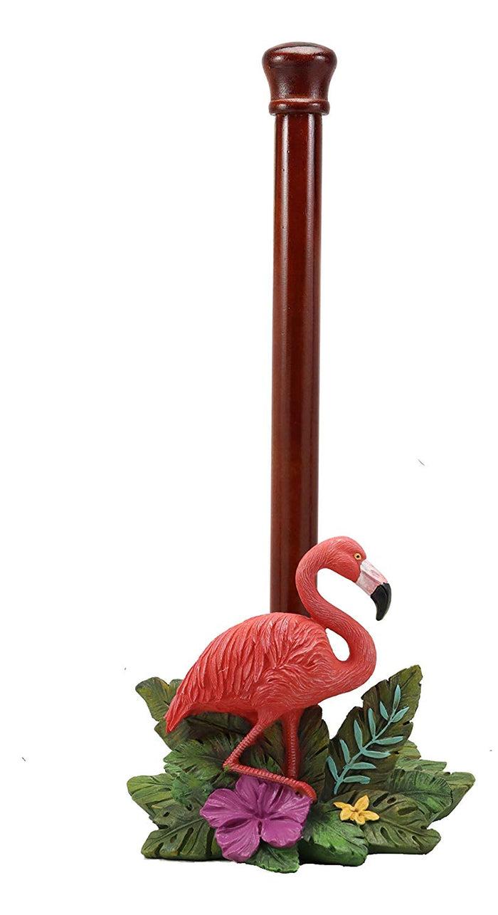 Ebros Tropical Birds Of Paradise Graceful Pink Flamingo Paper Towel Holder 15" T