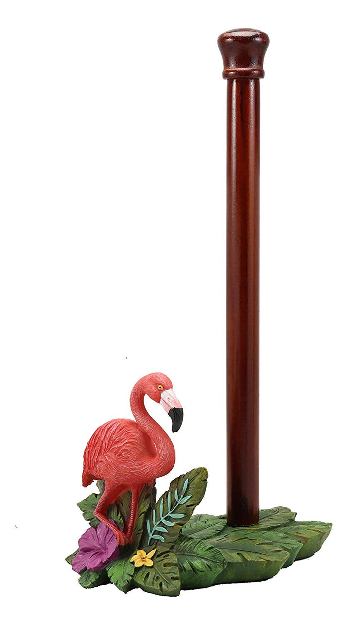 Ebros Tropical Birds Of Paradise Graceful Pink Flamingo Paper Towel Holder 15" T