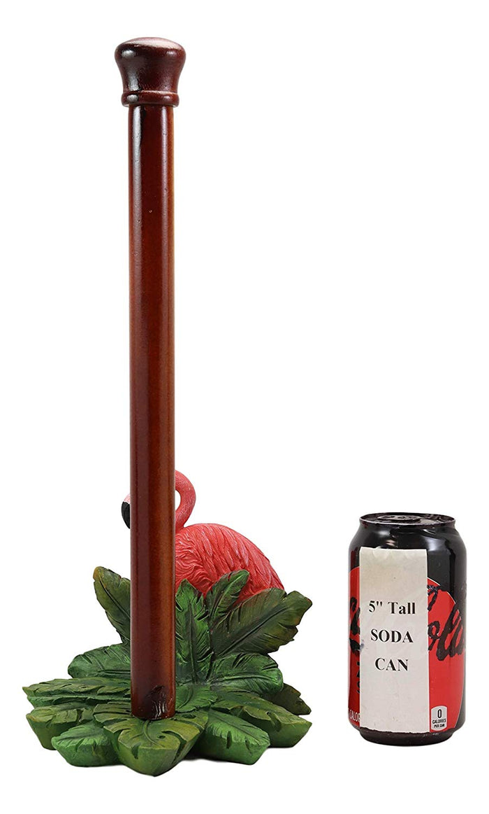 Ebros Tropical Birds Of Paradise Graceful Pink Flamingo Paper Towel Holder 15" T