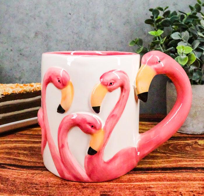 Ebros Tropical Pink Flamingos Ceramic Coffee Mug (16 Oz Drinking Cup Mug 2 PCS)