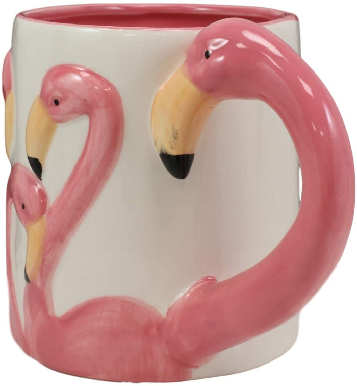 Ebros Tropical Pink Flamingos Ceramic Coffee Mug (16 Oz Drinking Cup Mug 2 PCS)