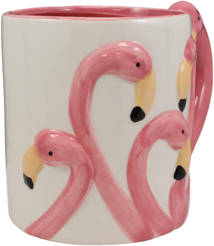 Ebros Tropical Pink Flamingos Ceramic Coffee Mug (16 Oz Drinking Cup Mug 1 PC)