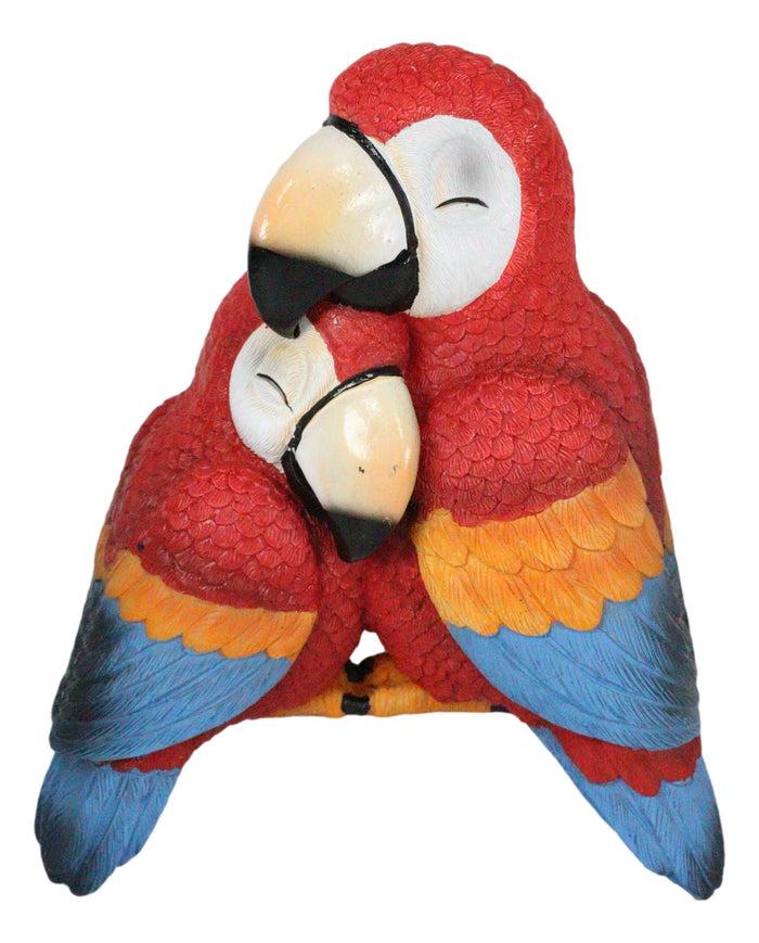 Ebros Tropical Rainforest Red Scarlet Macaw Parrots Cuddling Shelf Sitter Figurine