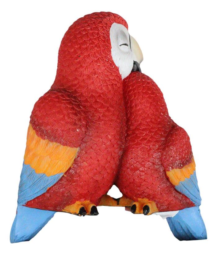 Ebros Tropical Rainforest Red Scarlet Macaw Parrots Cuddling Shelf Sitter Figurine