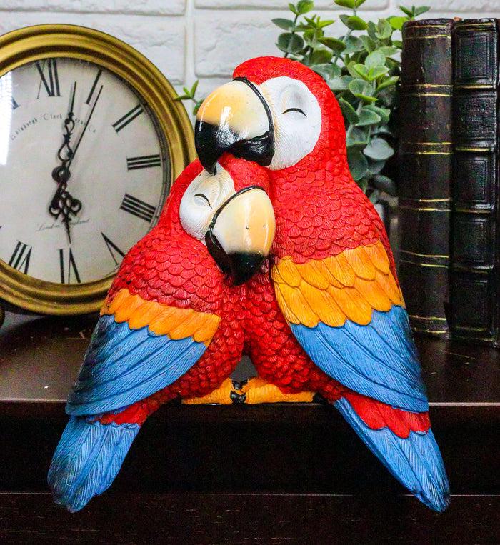 Ebros Tropical Rainforest Red Scarlet Macaw Parrots Cuddling Shelf Sitter Figurine