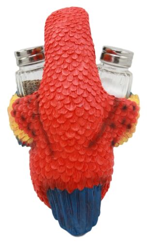 Ebros Tropical Rainforest Red Scarlet Macaw Parrot Salt Pepper Shakers Holder