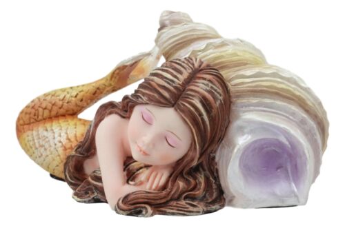 Ebros Under The Sea Young Mermaid Resting By Snail Sconce Shell Figurine
