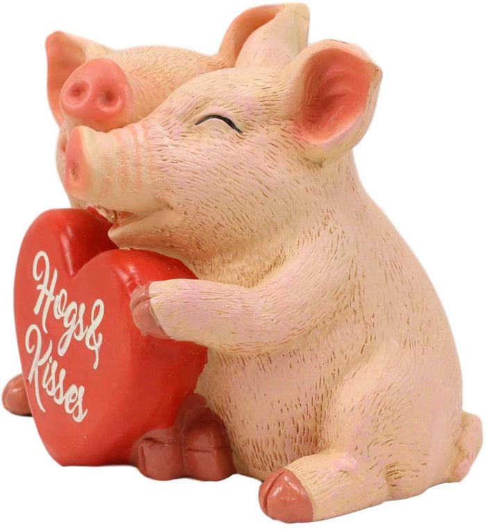 Ebros Valentine's Day Pig Couple Holding Hogs And Kisses Heart Sign Statue 5"L