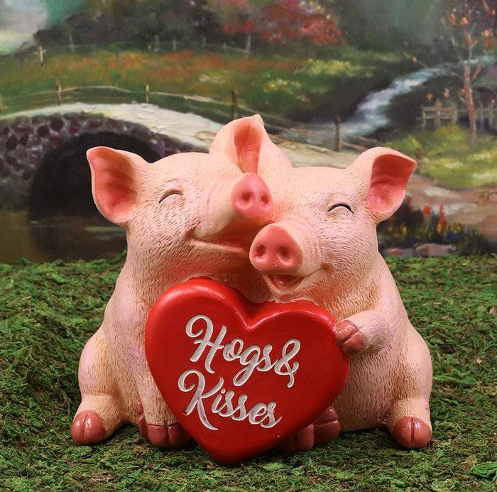 Ebros Valentine's Day Pig Couple Holding Hogs And Kisses Heart Sign Statue 5"L
