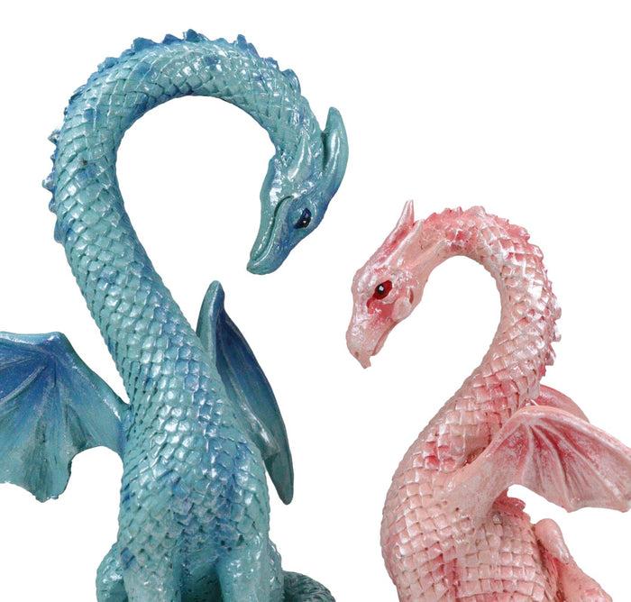Ebros Valentines Cupid Love Dragon Couple Set Of Two Blue And Pink Dragon Statue