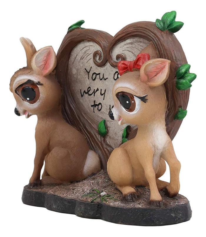 Ebros Valentines Romantic Love Deer Couple By Heart Shaped Plaque Rustic Statue