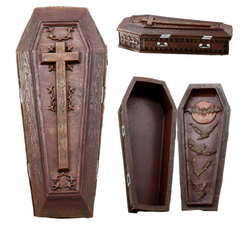 Ebros Vampire Coffin Bed Jewelry Trinket Box With Zombie Cadaver Figurine Set