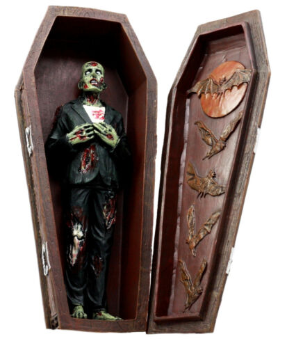 Ebros Vampire Coffin Bed Jewelry Trinket Box With Zombie Cadaver Figurine Set