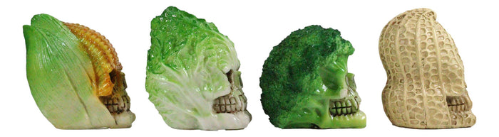 Ebros Vegetable Salad Corn Broccoli Cabbage Peanut Skulls Mini Figurine Set Of 4