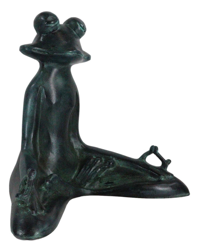 Ebros Verdi Aluminum Meditating Yoga Frog Garden Statue 11.5"H Inner Peace
