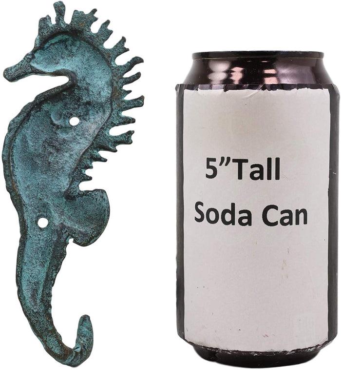 Ebros Verdigris Seahorse Single Wall Mounted Brass Coat Hook Hangers (1)