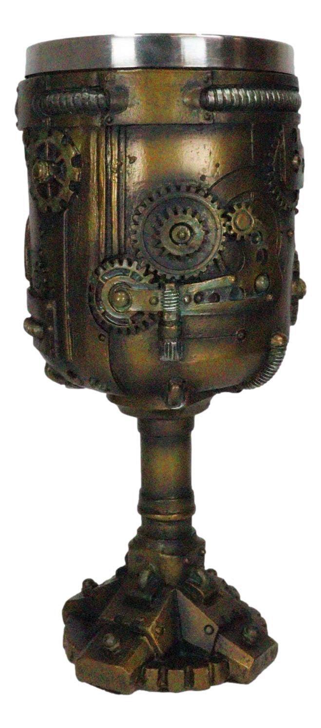 Ebros Victorian Industrial Sci Fi Geared Steampunk Drinkware Wine Chalice Cup