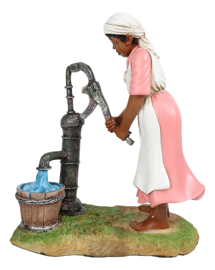 Ebros Vintage Black Americana History African American Girl Pumping Water Statue