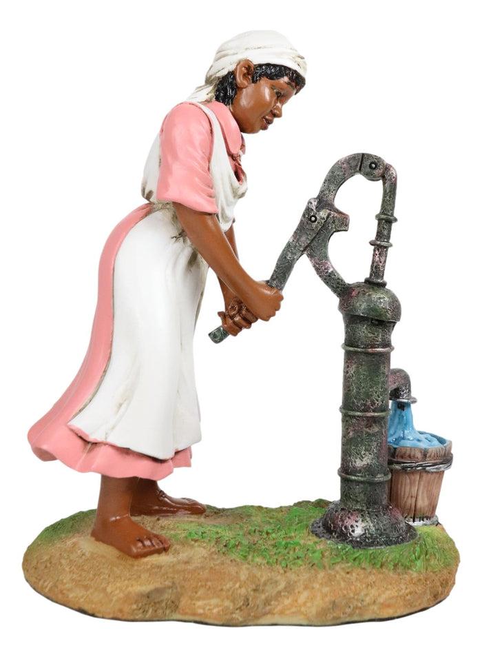 Ebros Vintage Black Americana History African American Girl Pumping Water Statue