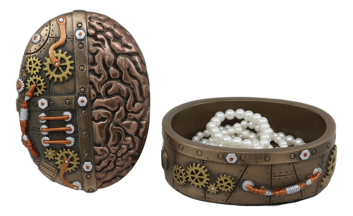 Ebros Vintage Design Steampunk Brain Robotic Control Center Jewelry Box Figurine Decor