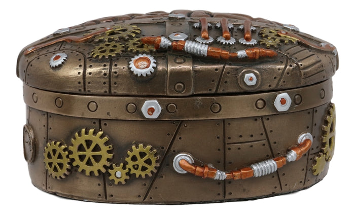 Ebros Vintage Design Steampunk Brain Robotic Control Center Jewelry Box Figurine Decor